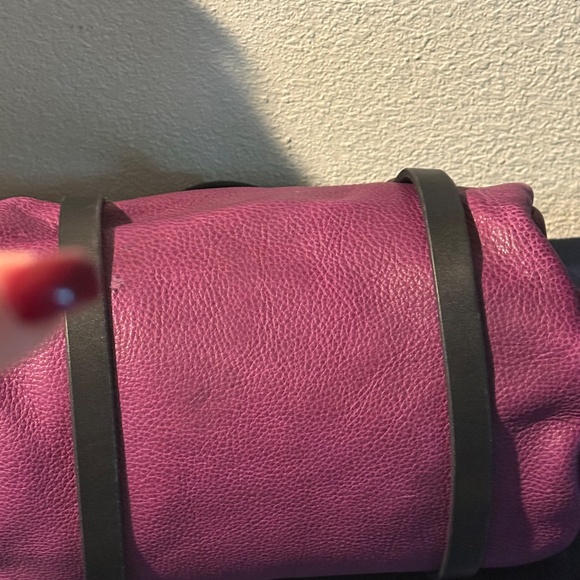 Grommets Leather Craft Mini Duffle Lot Of 2 Grape & Cobalt Leather - Picture 16 of 16